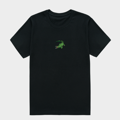 Bobby's Planet Men's Embroidered Saltwater Crocodile T-Shirt from Australia Down Under Animals Collection in Black Color#color_black