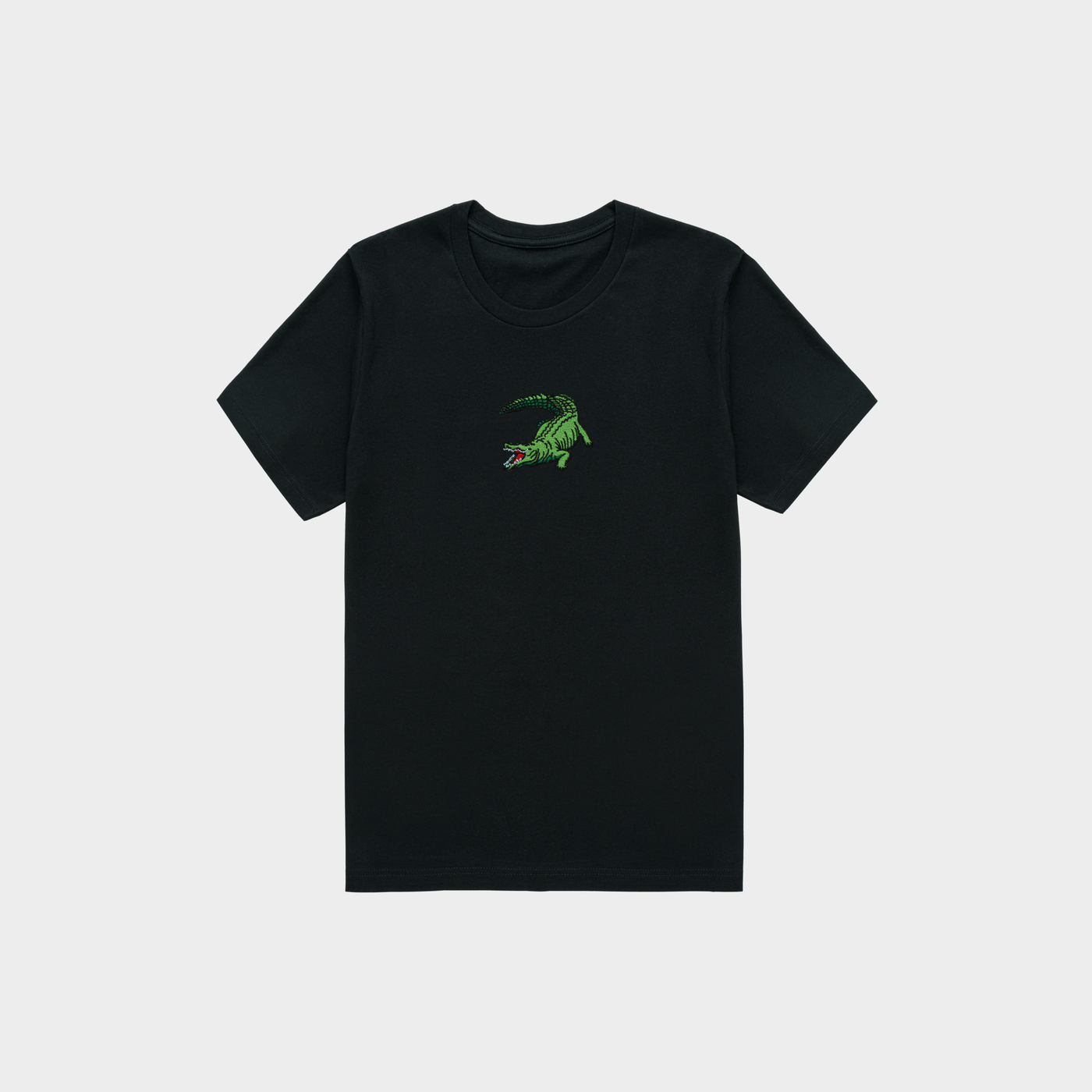 Bobby's Planet Kids Embroidered Saltwater Crocodile T-Shirt from Australia Down Under Animals Collection in Black Color#color_black