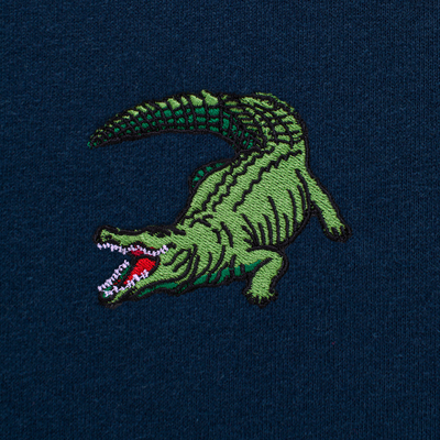 Bobby's Planet Men's Embroidered Saltwater Crocodile T-Shirt from Australia Down Under Animals Collection in Navy Color#color_navy