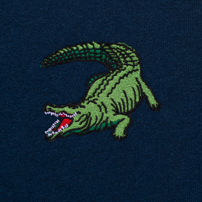 Bobby's Planet Kids Embroidered Saltwater Crocodile T-Shirt from Australia Down Under Animals Collection in Navy Color#color_navy