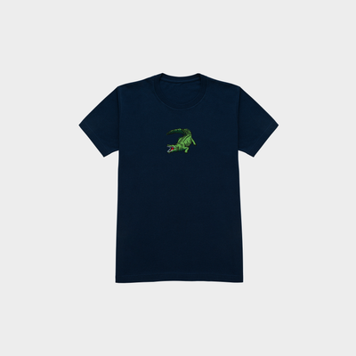 Bobby's Planet Kids Embroidered Saltwater Crocodile T-Shirt from Australia Down Under Animals Collection in Navy Color#color_navy