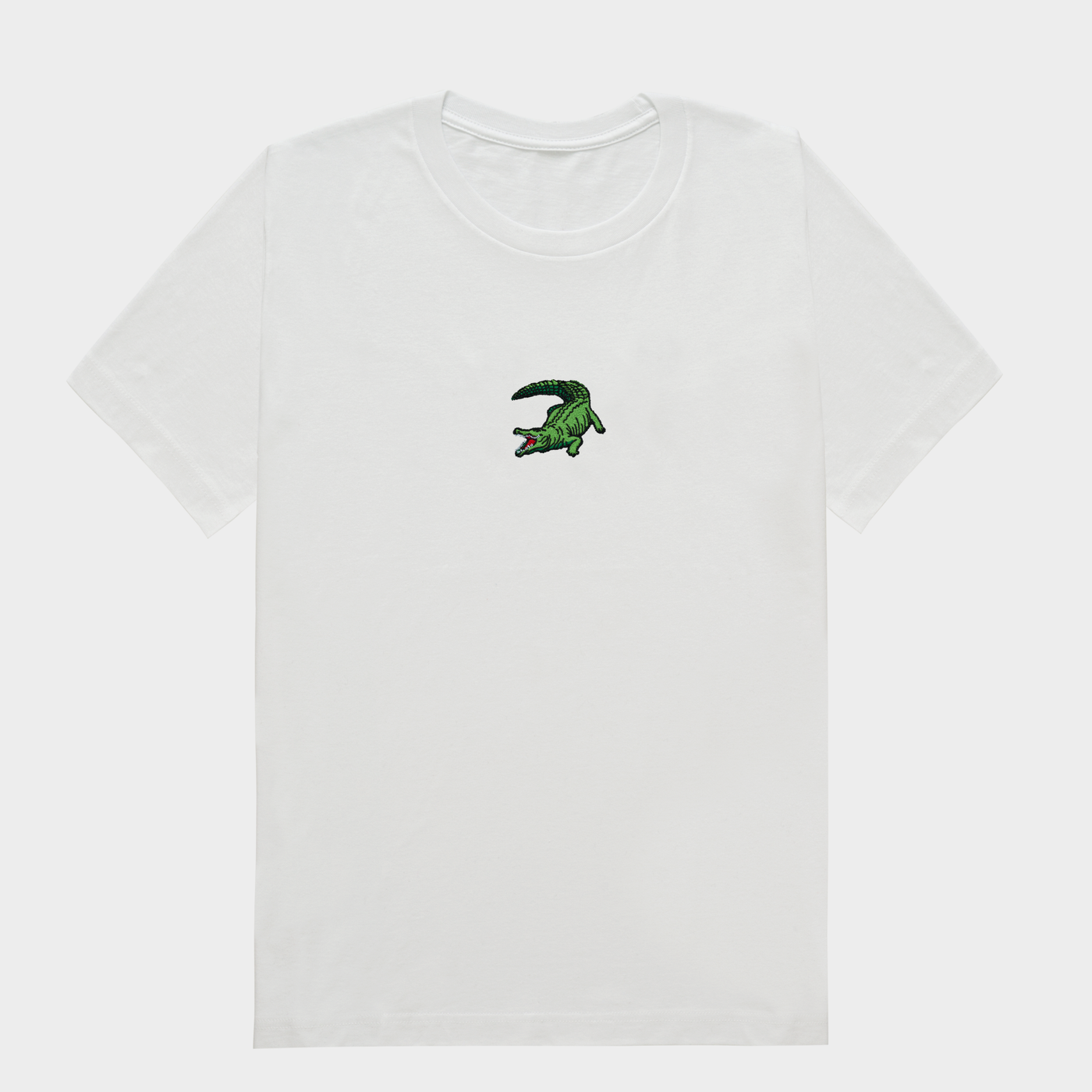 Bobby's Planet Women's Embroidered Saltwater Crocodile T-Shirt from Australia Down Under Animals Collection in White Color#color_white