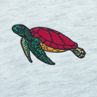 Bobby's Planet Men's Embroidered Sea Turtle T-Shirt from Seven Seas Fish Animals Collection in Ash Color#color_ash