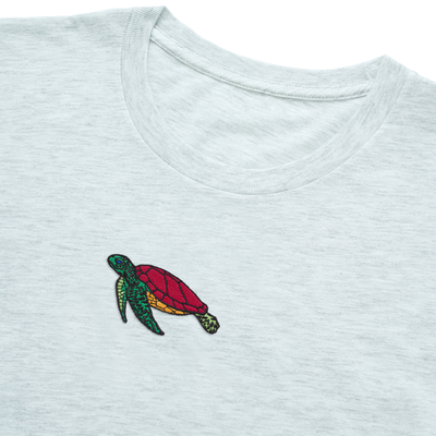Bobby's Planet Men's Embroidered Sea Turtle T-Shirt from Seven Seas Fish Animals Collection in Ash Color#color_ash