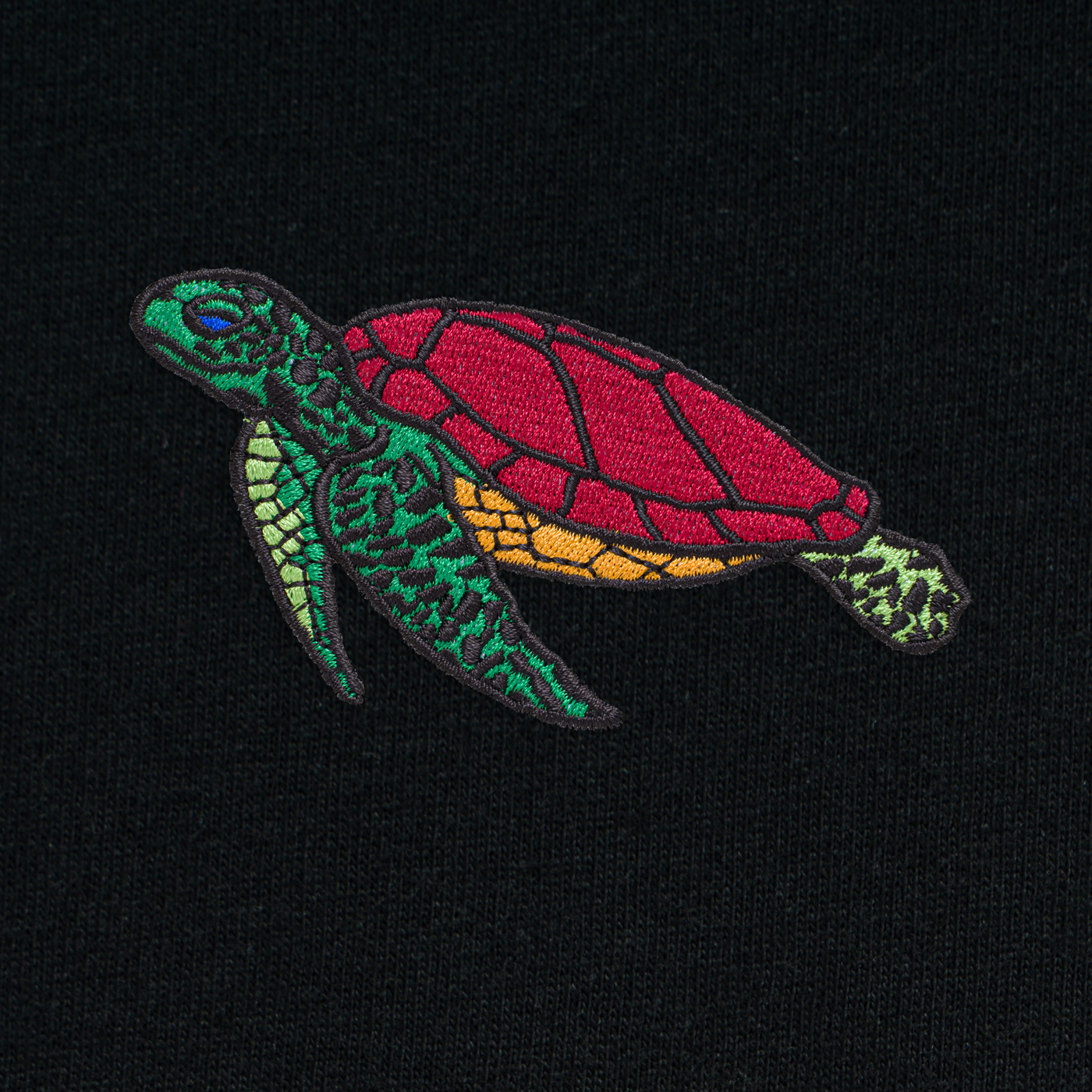 Bobby's Planet Kids Embroidered Sea Turtle T-Shirt from Seven Seas Fish Animals Collection in Black Color#color_black