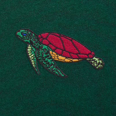 Bobby's Planet Men's Embroidered Sea Turtle T-Shirt from Seven Seas Fish Animals Collection in Forest Color#color_forest
