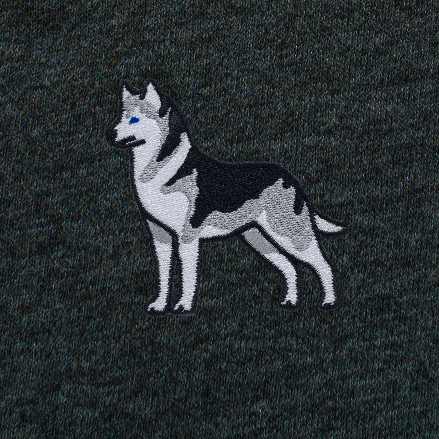 Bobby's Planet Men's Embroidered Siberian Husky T-Shirt from Paws Dog Cat Animals Collection in Dark Grey Heather Color#color_dark-grey-heather