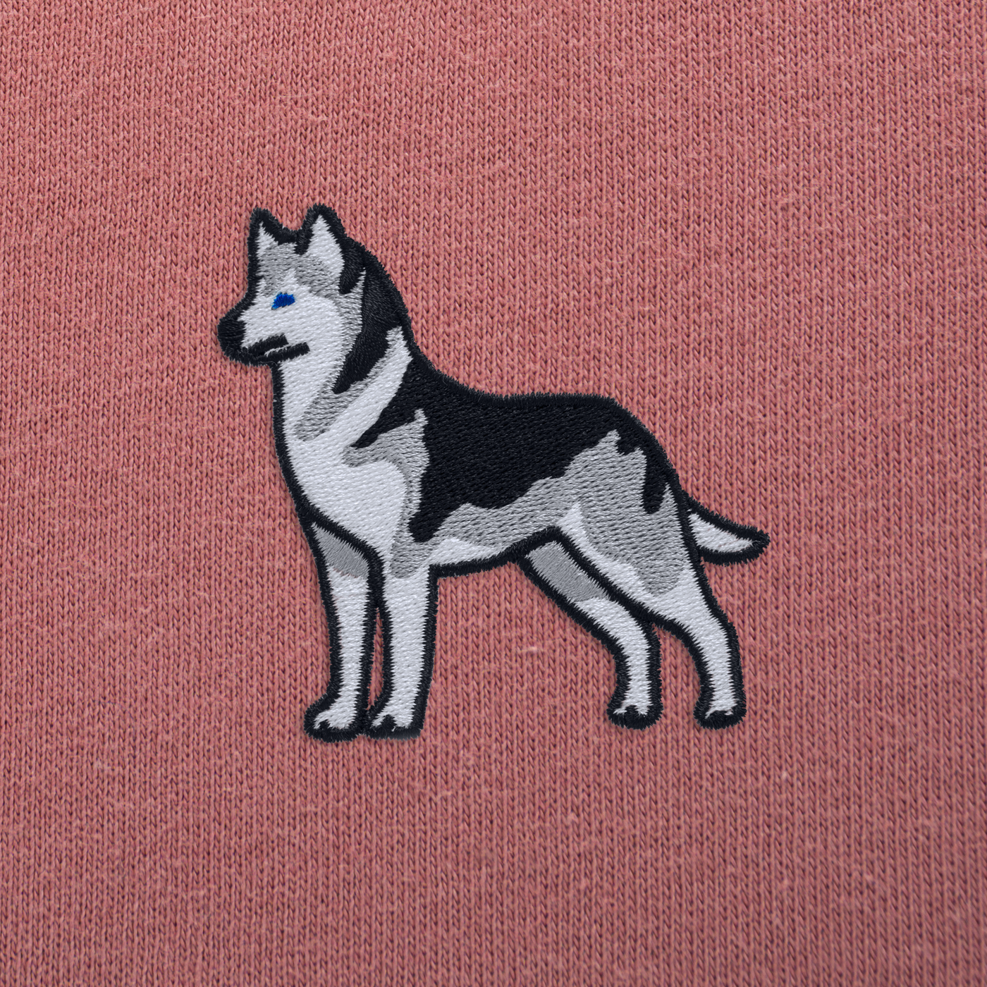 Bobby's Planet Women's Embroidered Siberian Husky T-Shirt from Paws Dog Cat Animals Collection in Mauve Color#color_mauve