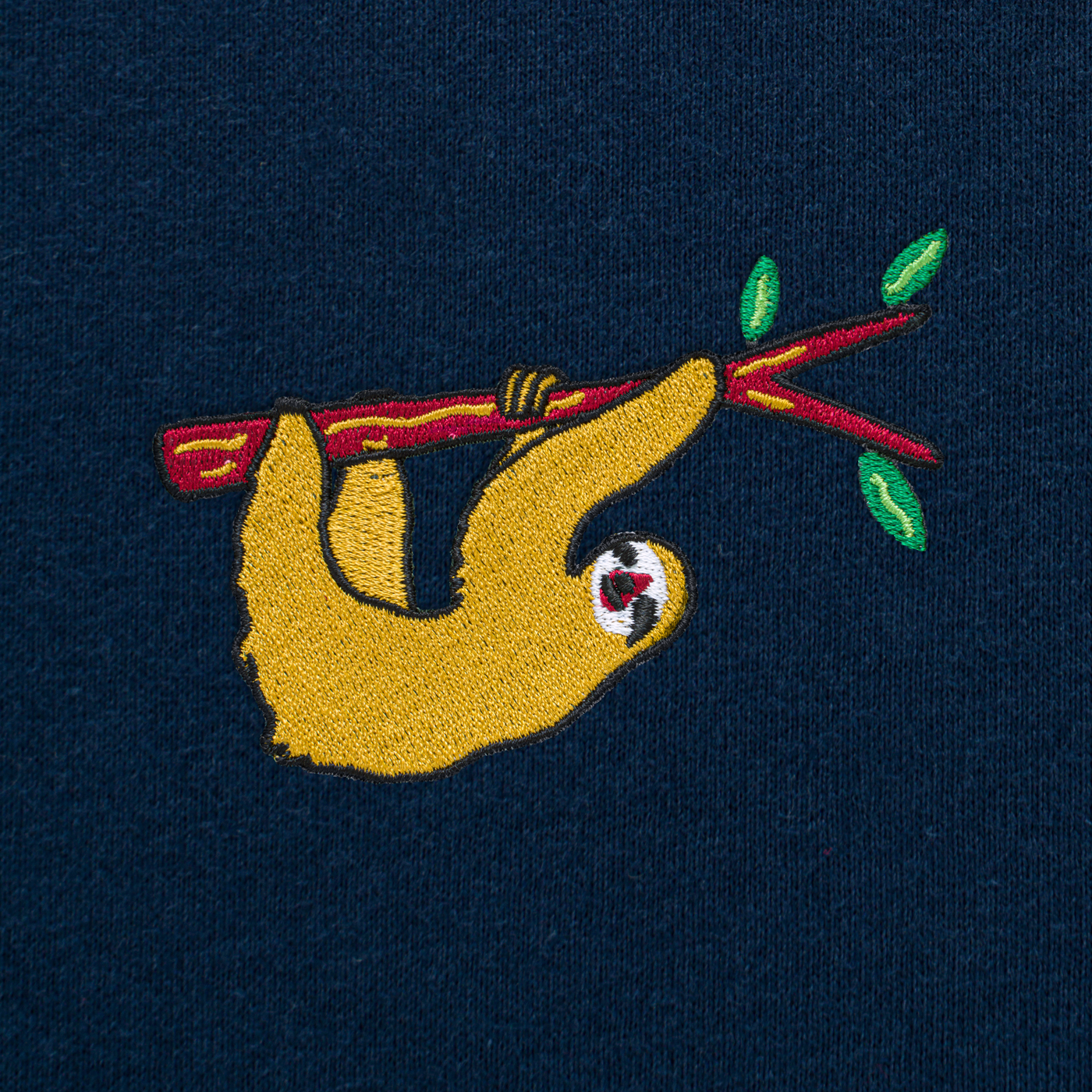 Bobby's Planet Men's Embroidered Sloth T-Shirt from South American Amazon Animals Collection in Navy Color#color_navy