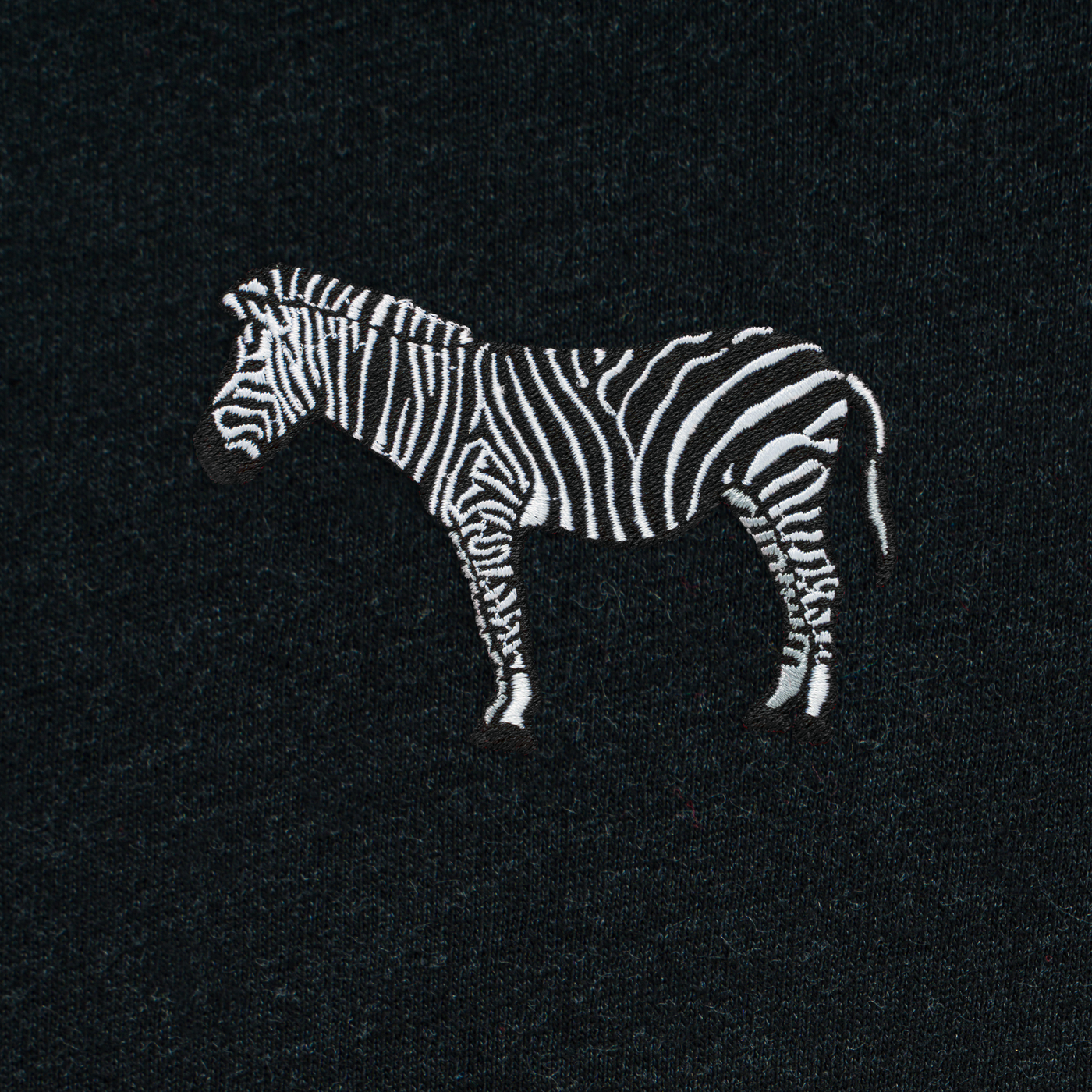 Bobby's Planet Men's Embroidered Zebra T-Shirt from African Animals Collection in Black Heather Color#color_black-heather