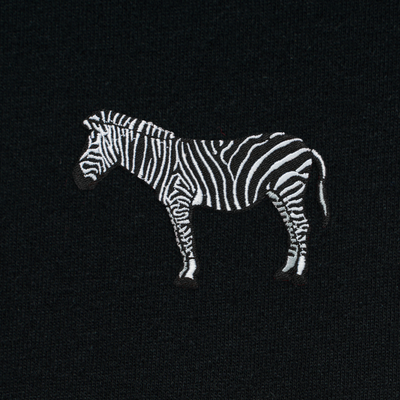 Bobby's Planet Kids Embroidered Zebra T-Shirt from African Animals Collection in Black Color#color_black
