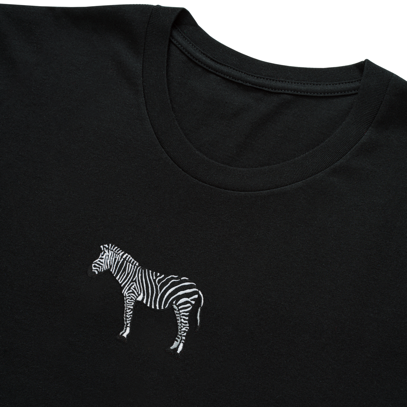 Bobby's Planet Kids Embroidered Zebra T-Shirt from African Animals Collection in Black Color#color_black