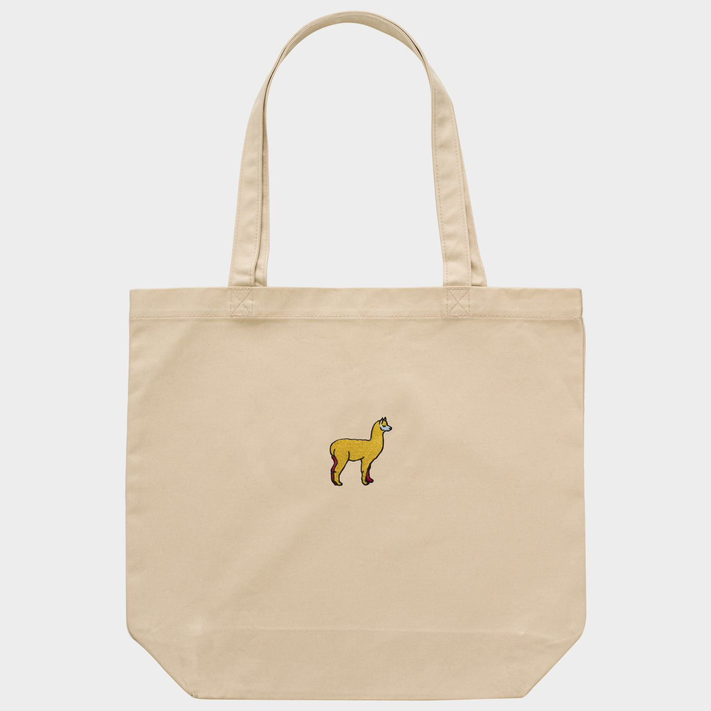 Bobby's Planet Embroidered Alpaca Tote Bag from South American Amazon Animals Collection in Oyster Color#color_oyster