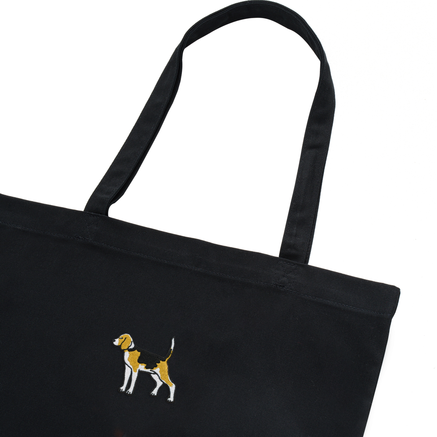 Bobby's Planet Embroidered Beagle Tote Bag from Paws Dog Cat Animals Collection in Black Color#color_black