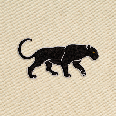 Bobby's Planet Embroidered Black Jaguar Tote Bag from South America Animals Collection in Oyster Color#color_oyster