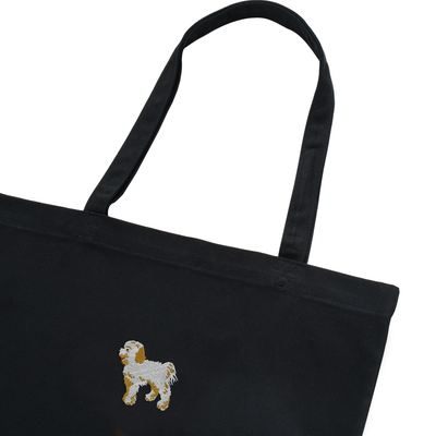 Bobby's Planet Embroidered Poodle Tote Bag from Bobbys Planet Toy Poodle Collection in Black Color#color_black