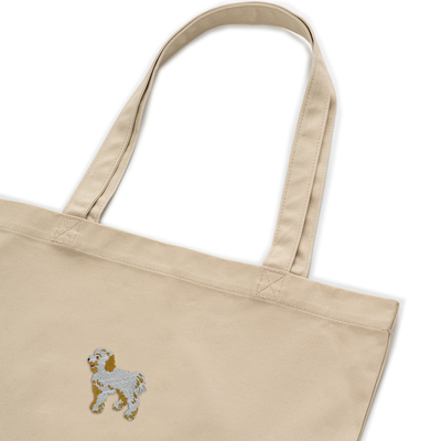 Bobby's Planet Embroidered Poodle Tote Bag from Bobbys Planet Toy Poodle Collection in Oyster Color#color_oyster