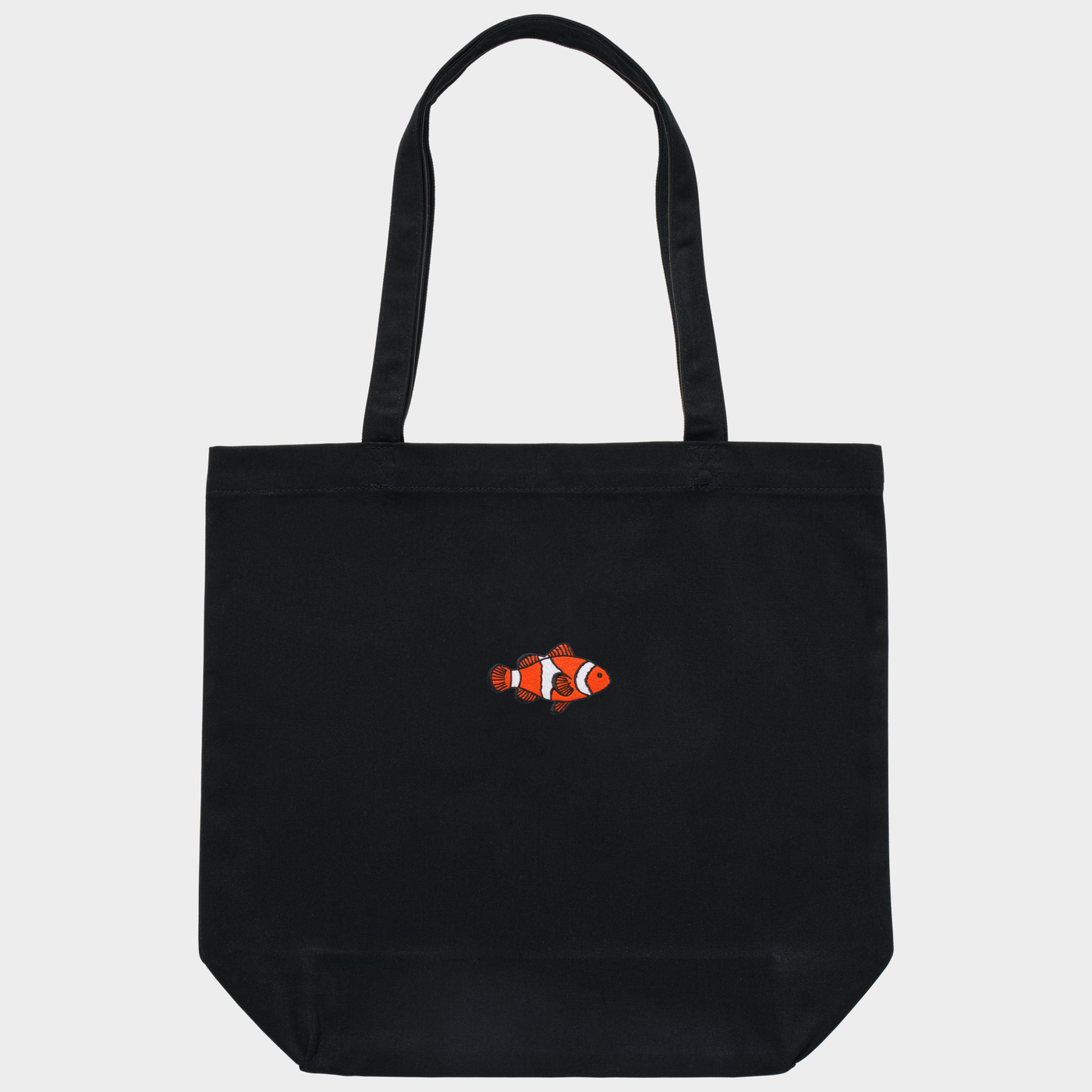 Bobby's Planet Embroidered Clownfish Tote Bag from Seven Seas Fish Animals Collection in Black Color#color_black