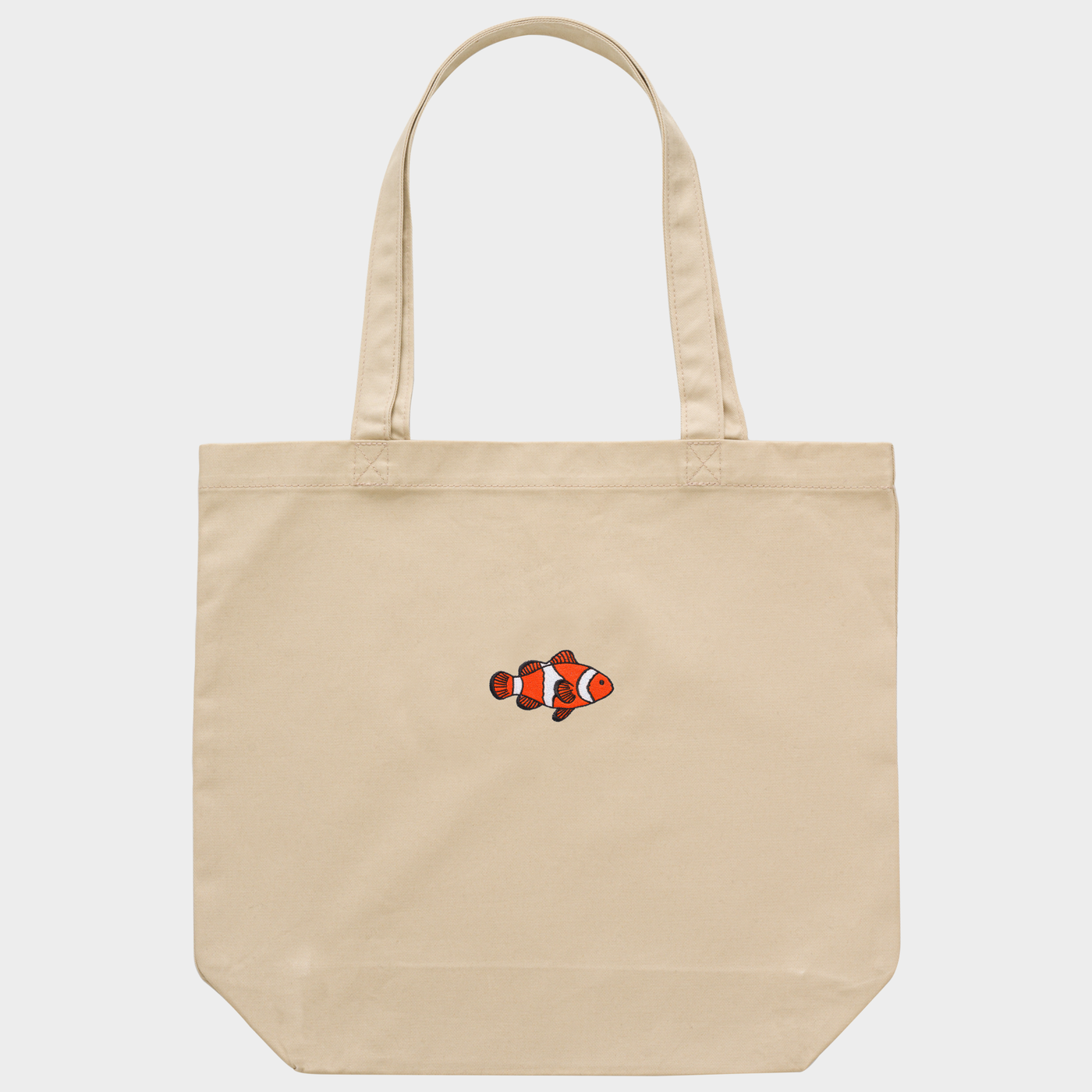 Bobby's Planet Embroidered Clownfish Tote Bag from Seven Seas Fish Animals Collection in Oyster Color#color_oyster