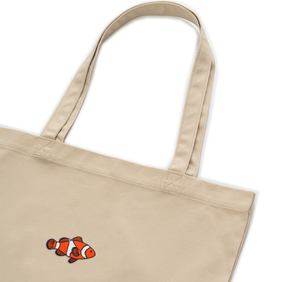 Bobby's Planet Embroidered Clownfish Tote Bag from Seven Seas Fish Animals Collection in Oyster Color#color_oyster