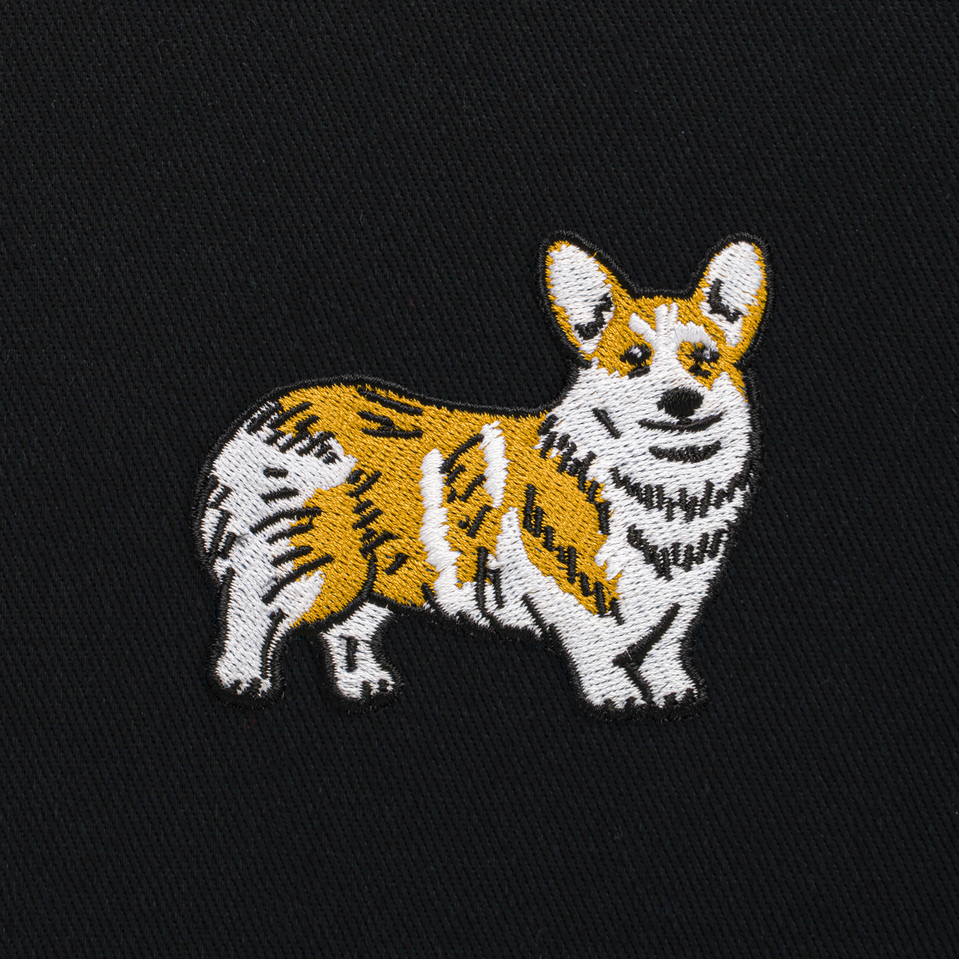 Bobby's Planet Embroidered Corgi Tote Bag from Paws Dog Cat Animals Collection in Black Color#color_black