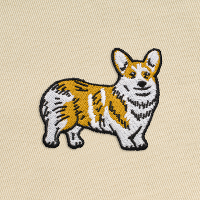 Bobby's Planet Embroidered Corgi Tote Bag from Paws Dog Cat Animals Collection in Oyster Color#color_oyster