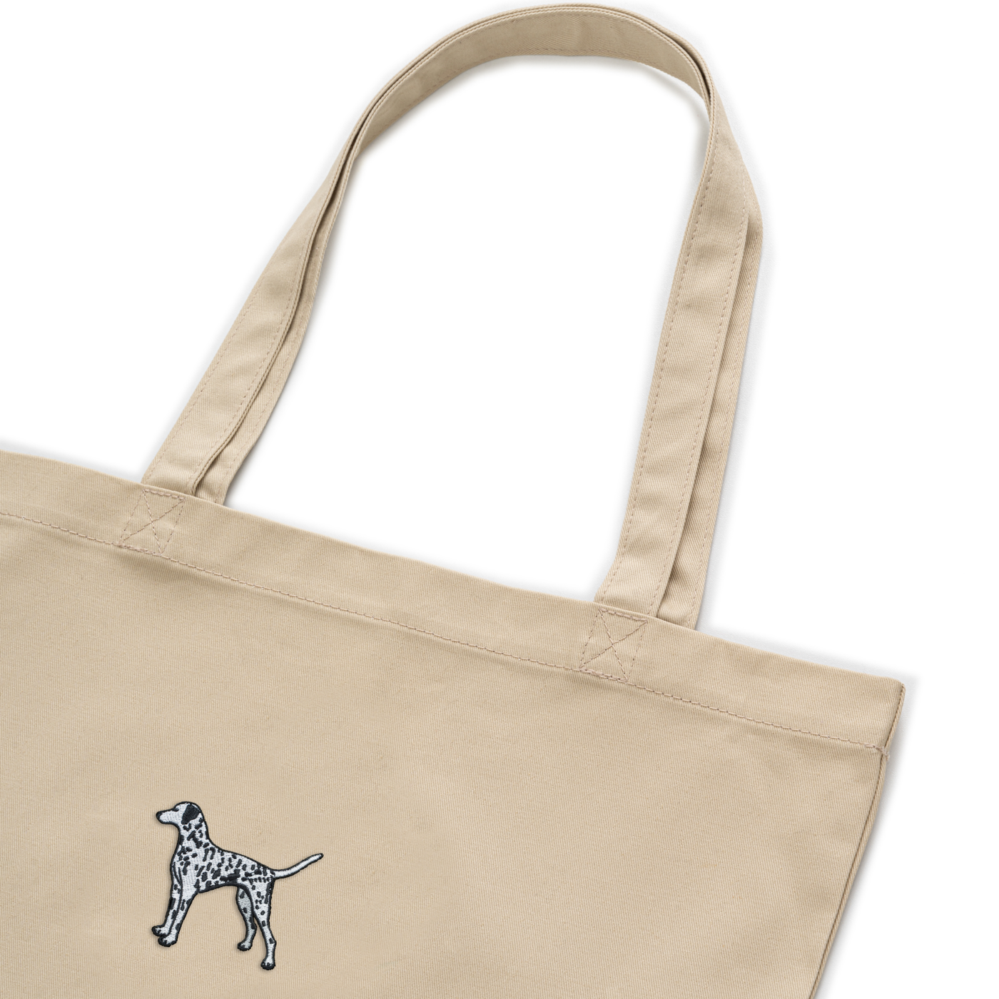 Bobby's Planet Embroidered Dalmatian Tote Bag from Paws Dog Cat Animals Collection in Oyster Color#color_oyster