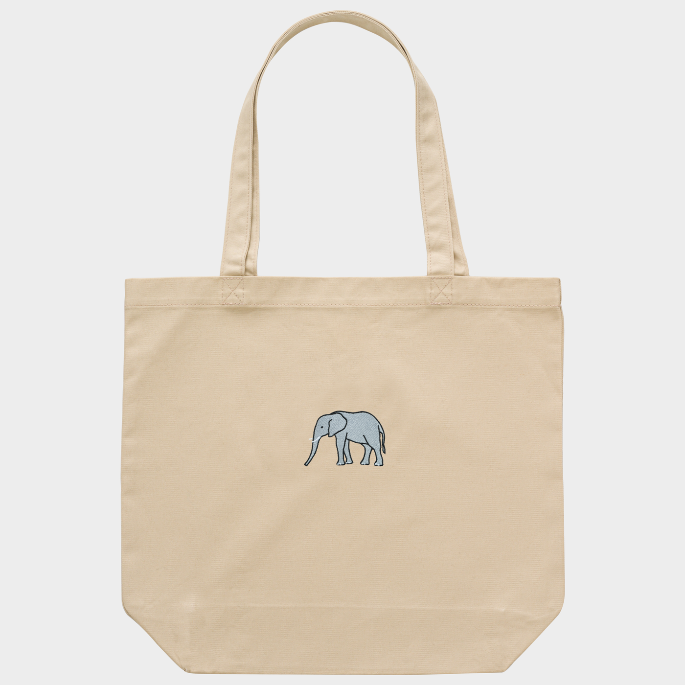 Bobby's Planet Embroidered Elephant Tote Bag from African Animals Collection in Oyster Color#color_oyster