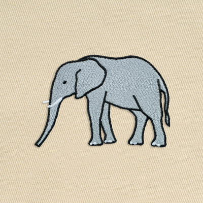 Bobby's Planet Embroidered Elephant Tote Bag from African Animals Collection in Oyster Color#color_oyster