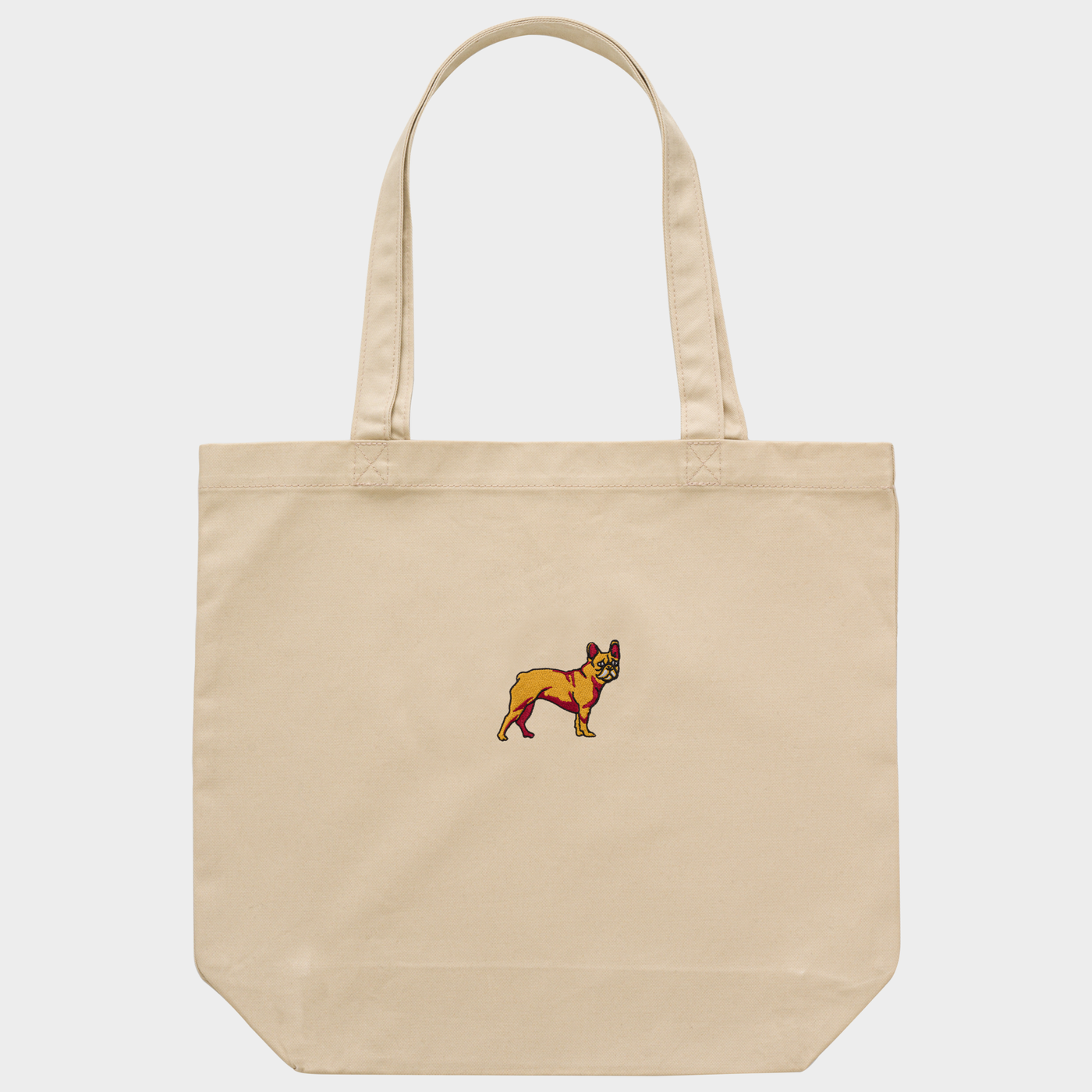 Bobby's Planet Embroidered French Bulldog Tote Bag from Paws Dog Cat Animals Collection in Oyster Color#color_oyster