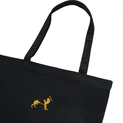 Bobby's Planet Embroidered German Shepherd Tote Bag from Paws Dog Cat Animals Collection in Black Color#color_black