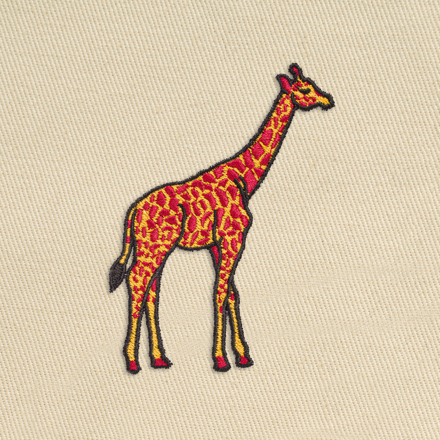 Bobby's Planet Embroidered Giraffe Tote Bag from African Animals Collection in Oyster Color#color_oyster