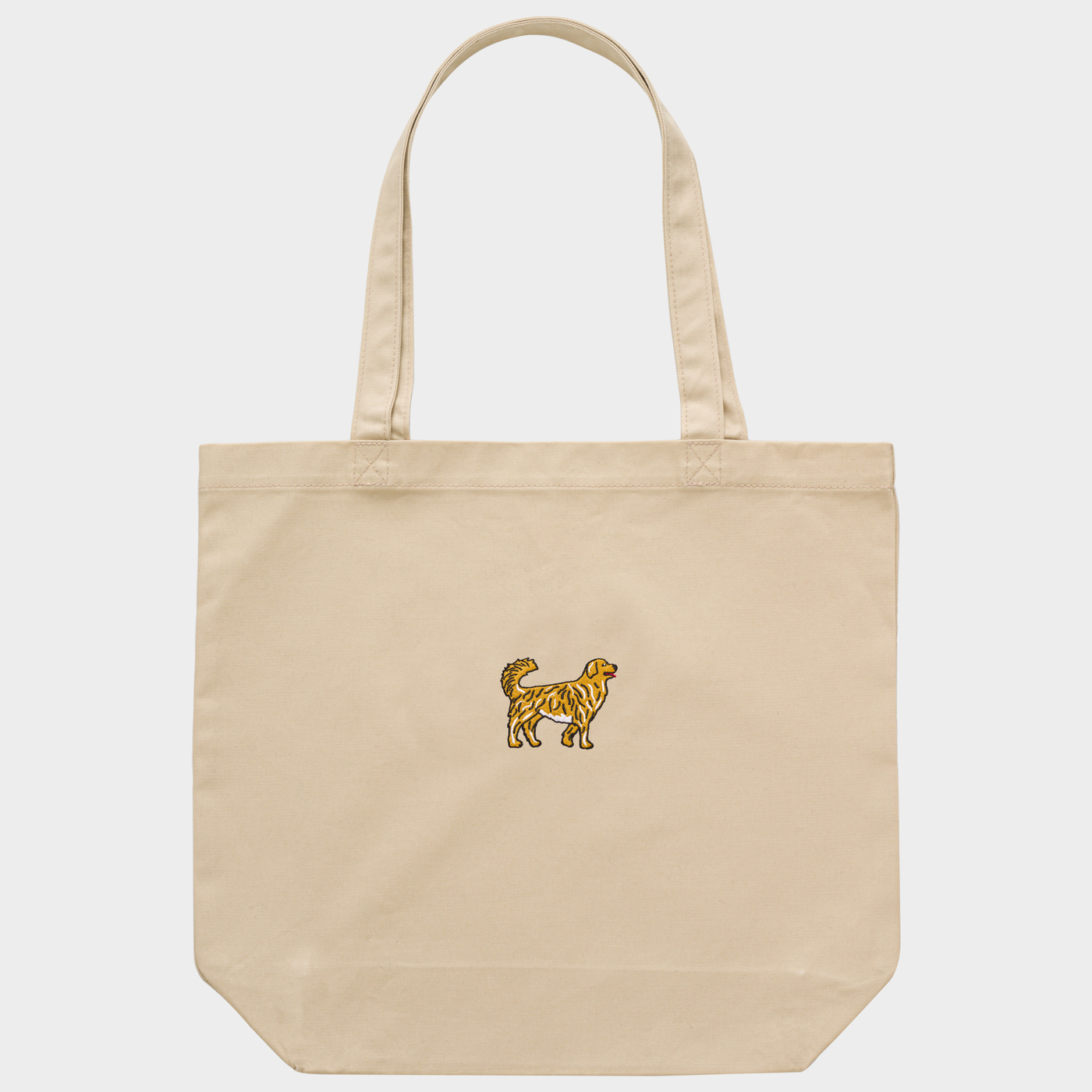 Bobby's Planet Embroidered Golden Retriever Tote Bag from Paws Dog Cat Animals Collection in Oyster Color#color_oyster