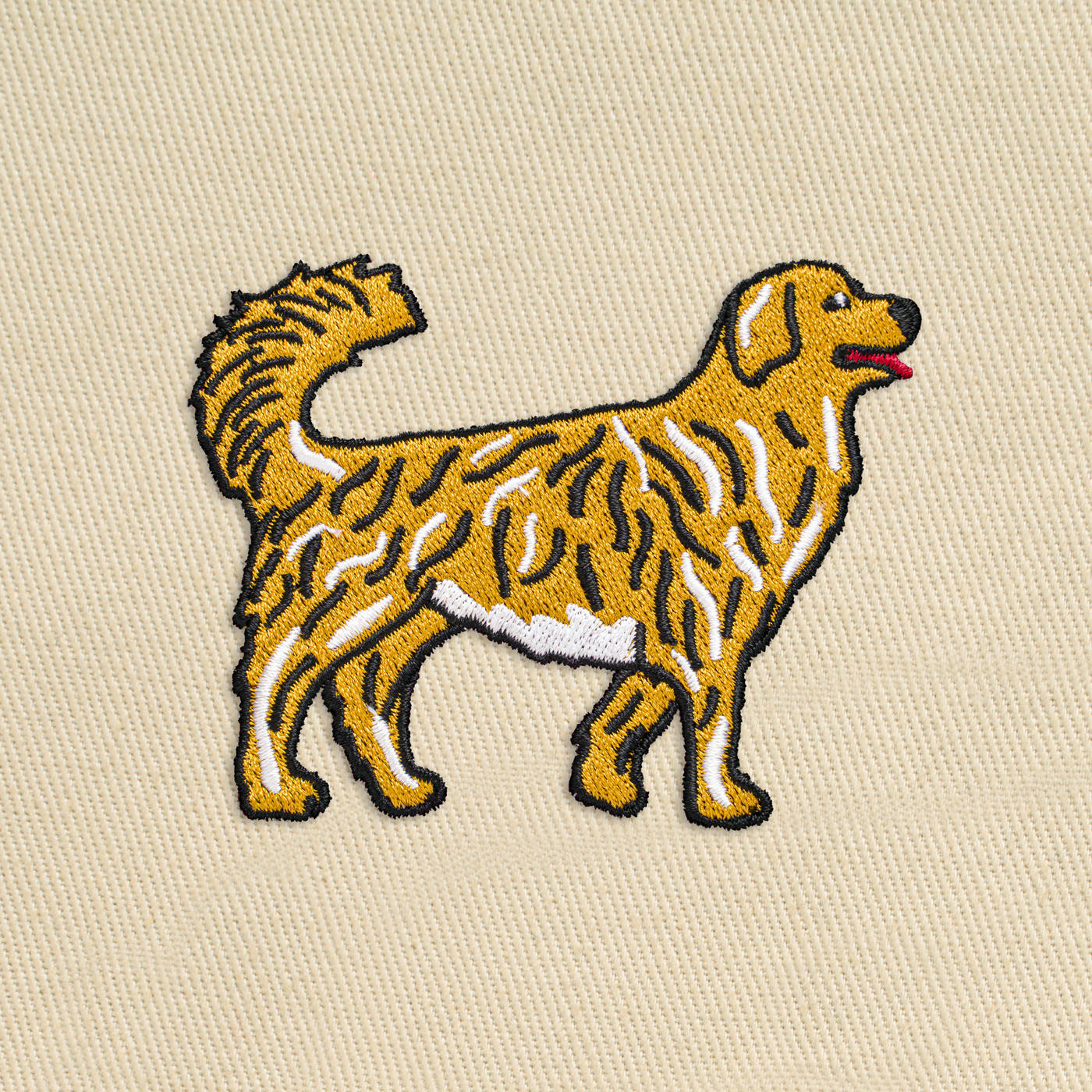 Bobby's Planet Embroidered Golden Retriever Tote Bag from Paws Dog Cat Animals Collection in Oyster Color#color_oyster