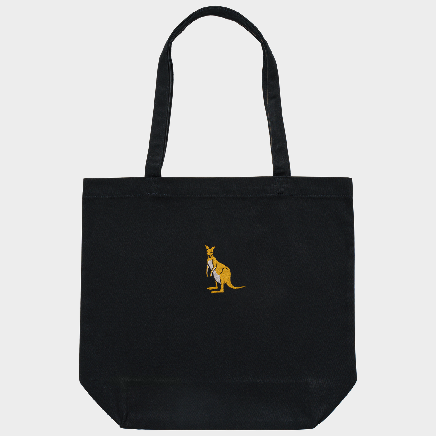 Bobby's Planet Embroidered Kangaroo Tote Bag from Australia Down Under Animals Collection in Black Color#color_black