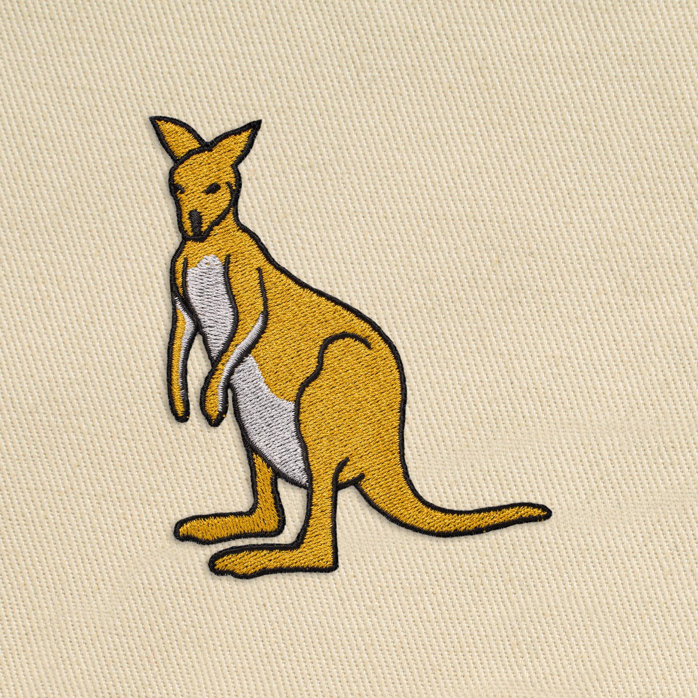 Bobby's Planet Embroidered Kangaroo Tote Bag from Australia Down Under Animals Collection in Oyster Color#color_oyster