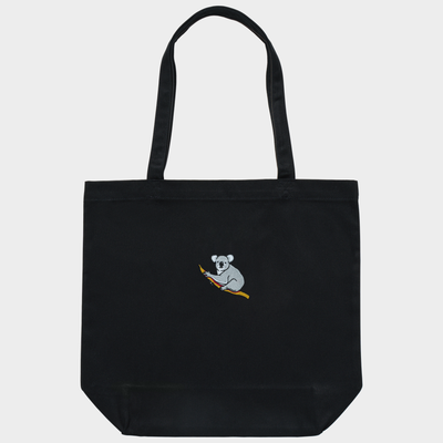 Bobby's Planet Embroidered Koala Tote Bag from Australia Down Under Animals Collection in Black Color#color_black