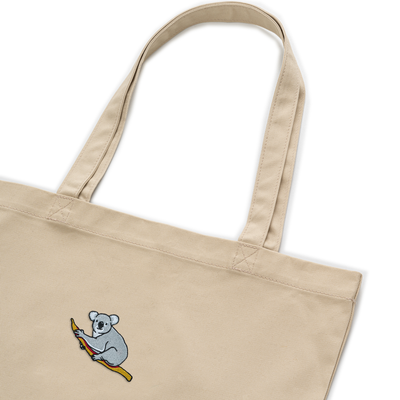 Bobby's Planet Embroidered Koala Tote Bag from Australia Down Under Animals Collection in Oyster Color#color_oyster