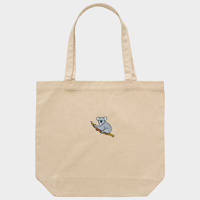 Bobby's Planet Embroidered Koala Tote Bag from Australia Down Under Animals Collection in Oyster Color#color_oyster