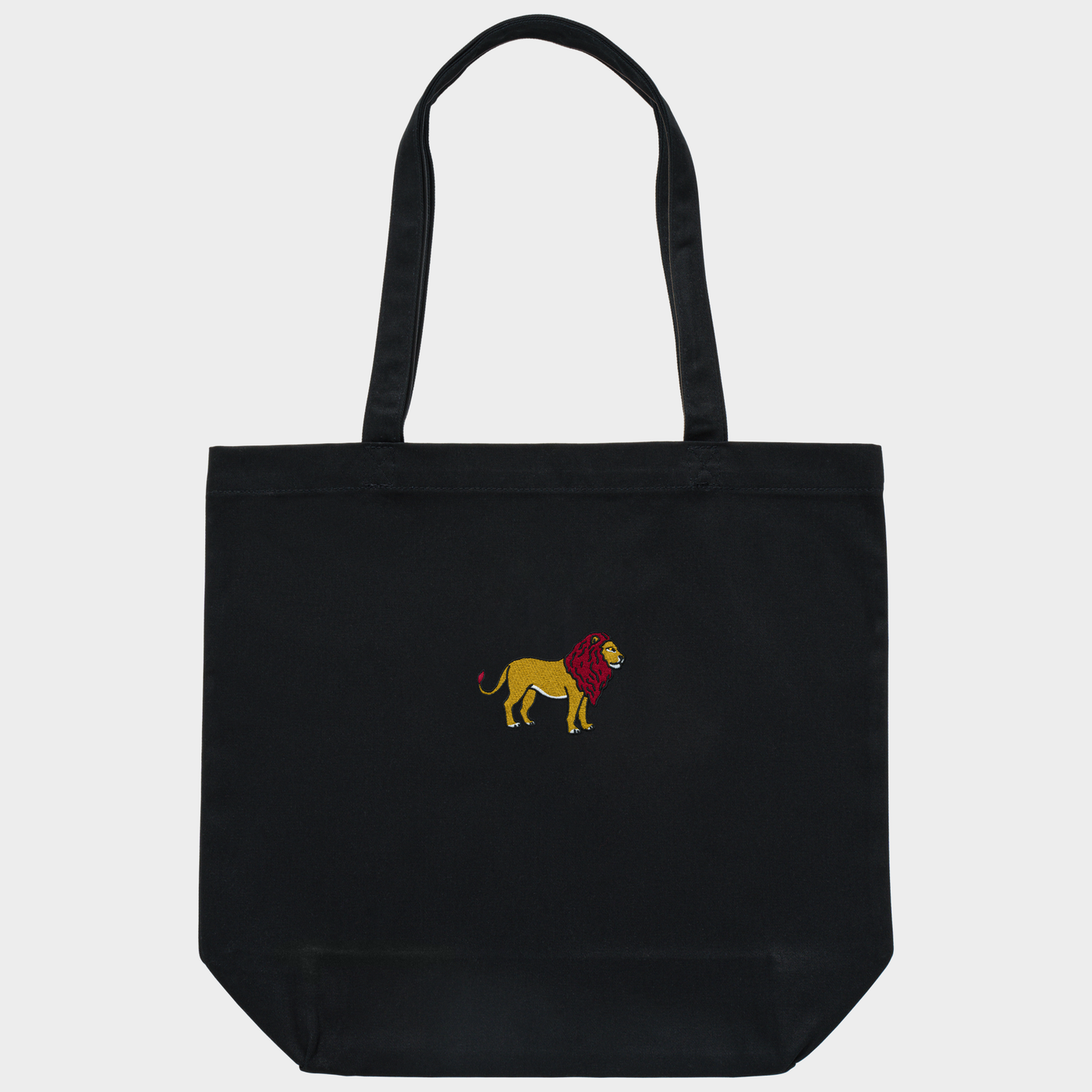 Bobby's Planet Embroidered Lion Tote Bag from African Animals Collection in Black Color#color_black