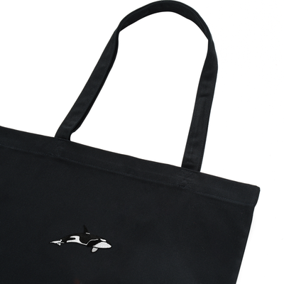 Bobby's Planet Embroidered Orca Tote Bag from Seven Seas Collection in Black Color#color_black