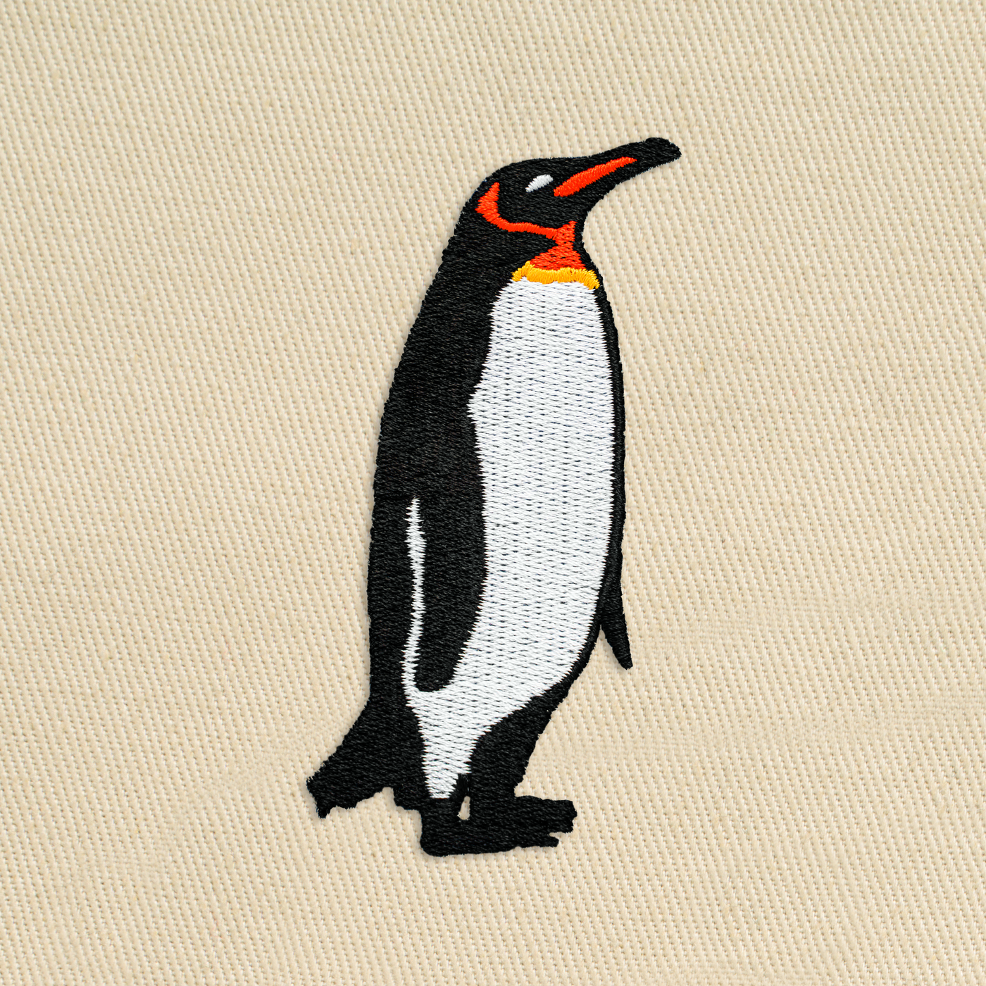 Bobby's Planet Embroidered Penguin Tote Bag from Arctic Polar Animals Collection in Oyster Color#color_oyster