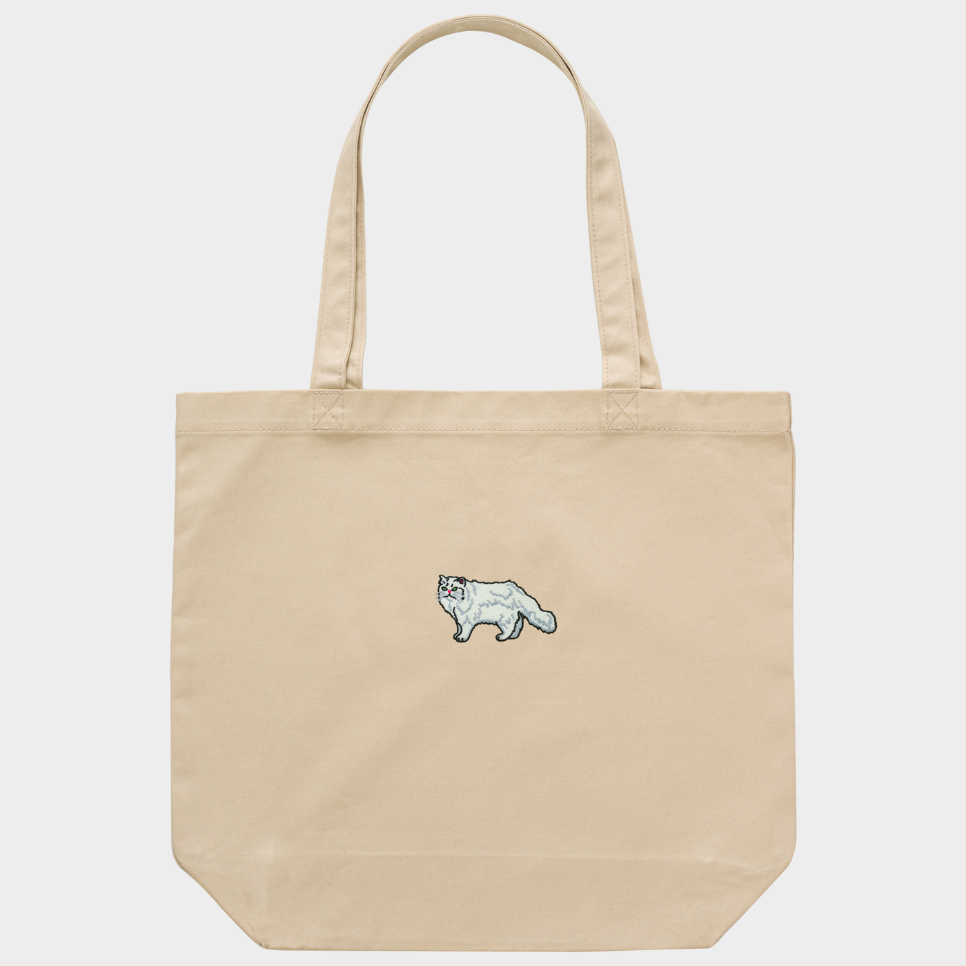 Bobby's Planet Embroidered Persian Tote Bag from Paws Dog Cat Animals Collection in Oyster Color#color_oyster