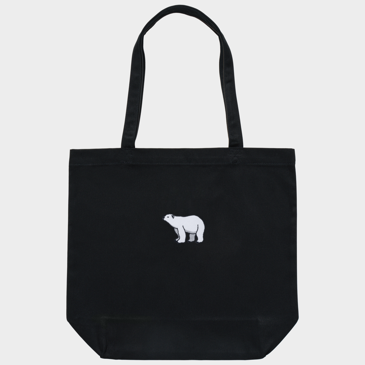 Bobby's Planet Embroidered Polar Bear Tote Bag from Arctic Polar Animals Collection in Black Color#color_black
