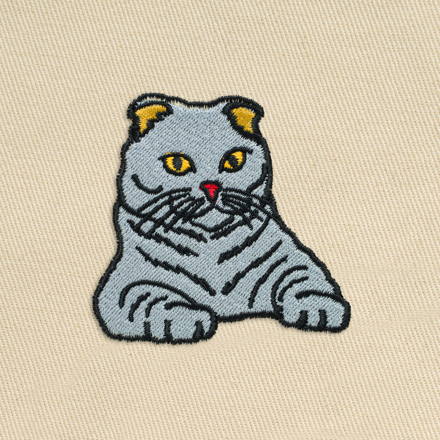 Bobby's Planet Embroidered Scottish Fold Tote Bag from Paws Dog Cat Animals Collection in Oyster Color#color_oyster