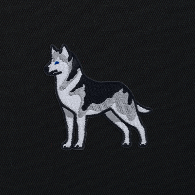 Bobby's Planet Embroidered Siberian Husky Tote Bag from Paws Dog Cat Animals Collection in Black Color#color_black