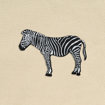 Bobby's Planet Embroidered Zebra Tote Bag from African Animals Collection in Oyster Color#color_oyster