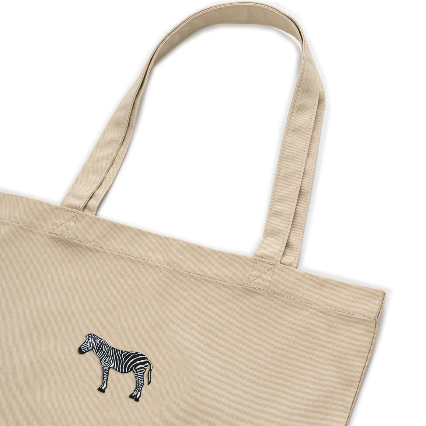 Bobby's Planet Embroidered Zebra Tote Bag from African Animals Collection in Oyster Color#color_oyster