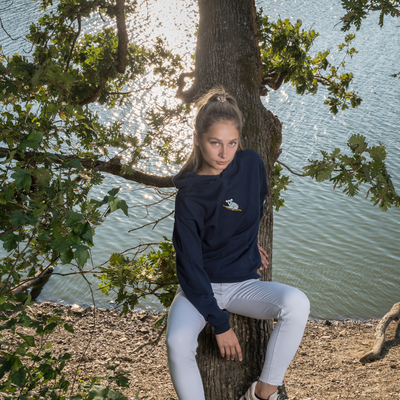 Bobby's Planet Women's Embroidered Koala Hoodie from Australia Down Under Animals Collection in Navy Color#color_navy