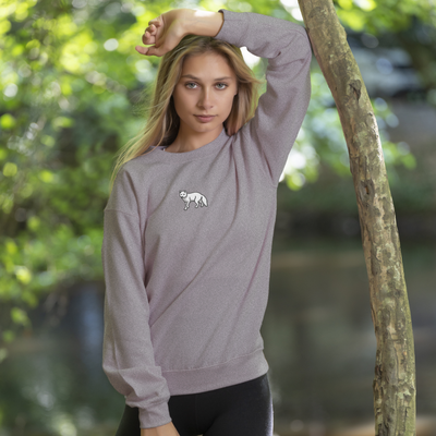 Bobby's Planet Women's Embroidered Arctic Fox Sweatshirt from Arctic Polar Animals Collection in Sport Grey Color#color_sport-grey